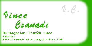 vince csanadi business card